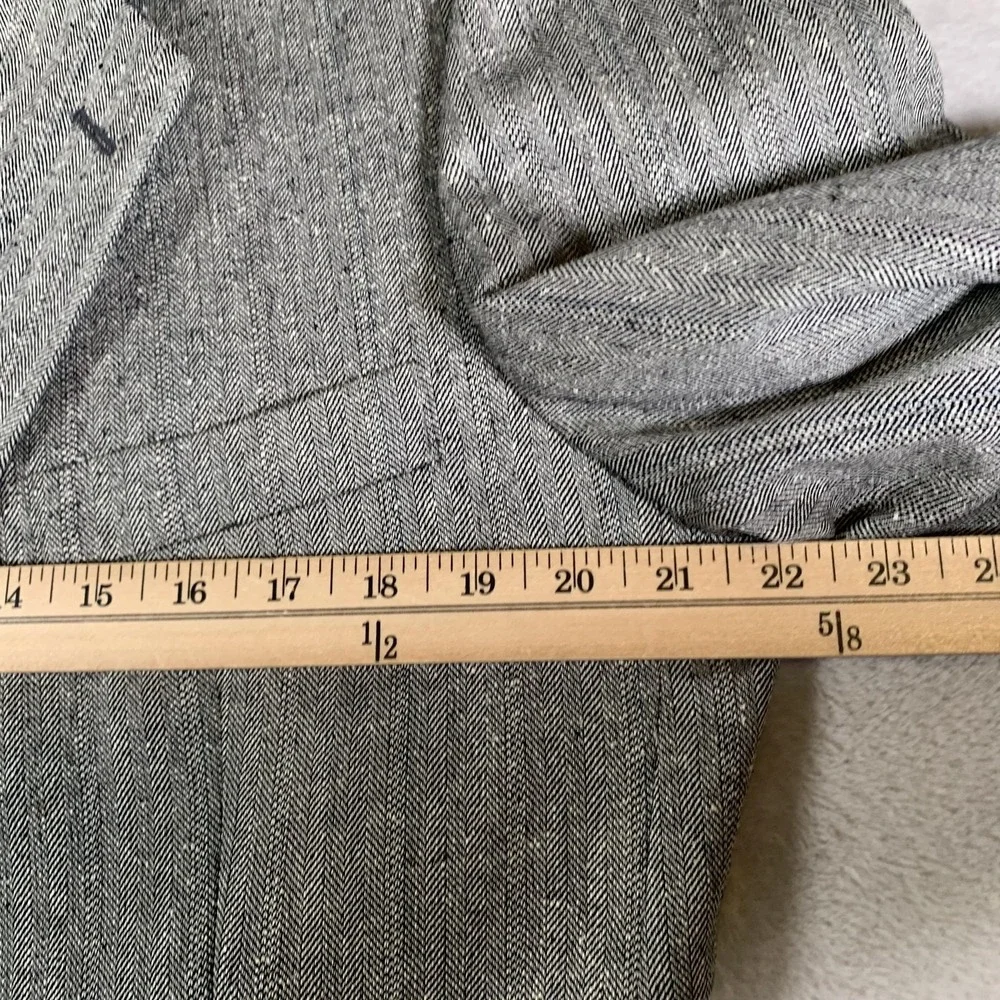 Old School Bespoke‎ Blazer Mens 43R Gray Herringbone Tailored USA 100% Linen